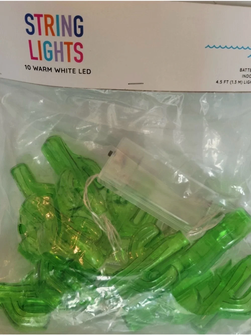 Lot Of 3 Cactus 10ct String Lights Battery Powered Summer Bullseye Playground
